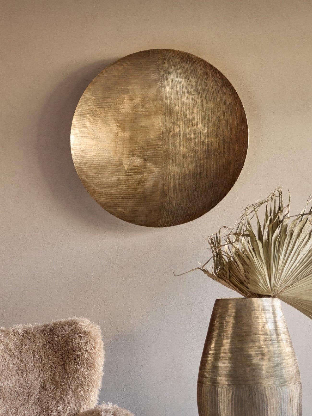 Southwold Round Antique Brass Plate Wall Art XL